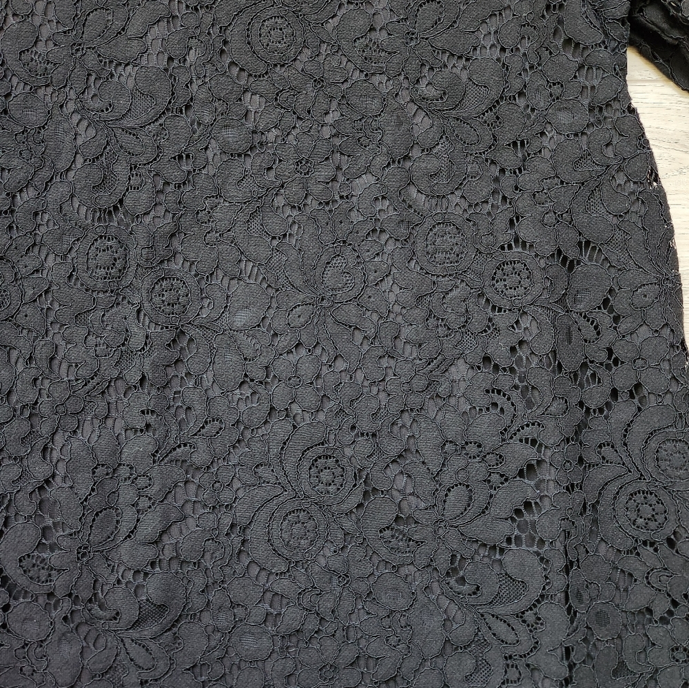 Loft Outlet Black Lace Top Womens Large Flare Sleeve V Neck Dressy Business - Picture 4 of 11